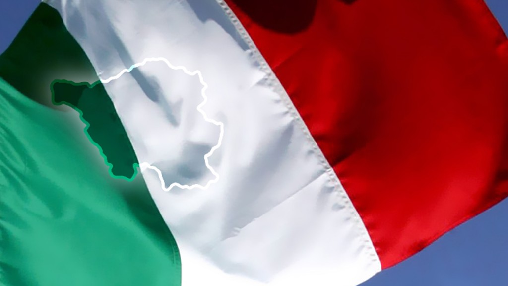 Symbolbild: Italienische Flagge mit Saarlandumriss