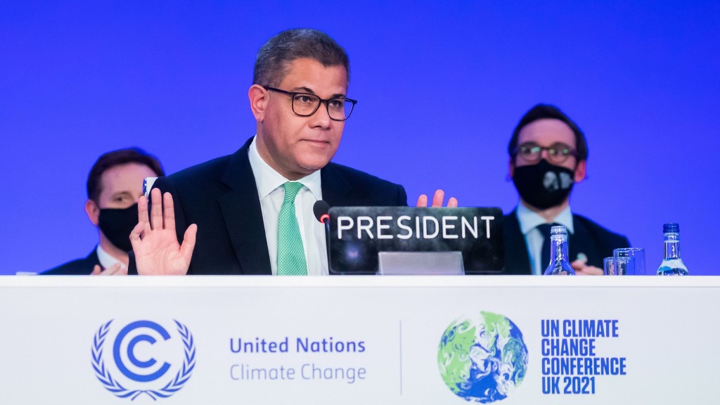 13.11.2021: Alok Sharma, Präsident der COP26, bei der Plenarsitzung der UN-Klimakonferenz in Glasgow (Foto: picture alliance/dpa | Christoph Soeder)