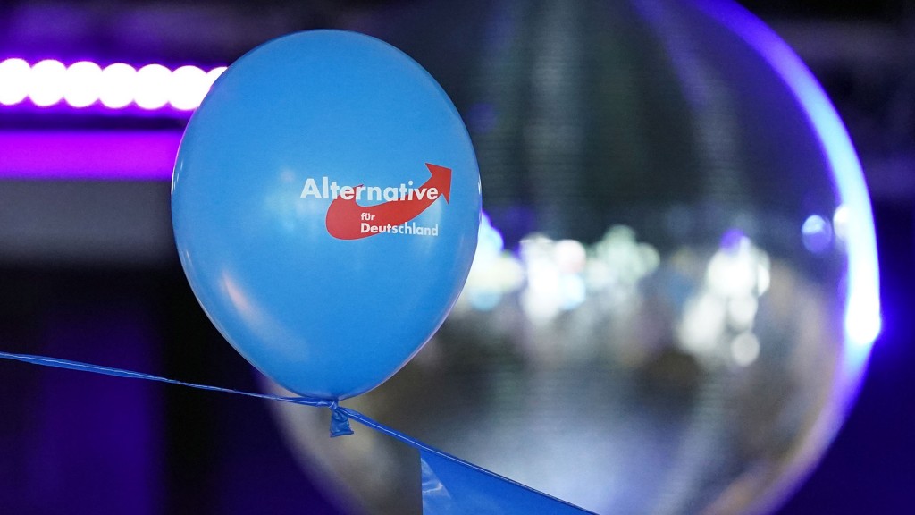 Ein Luftballon mit AFD-Logo hängt an einem Band (Foto: picture alliance/dpa | Marcus Brandt)