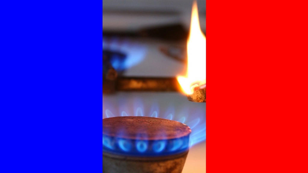 Gasflamme inmitten der französischen Flagge