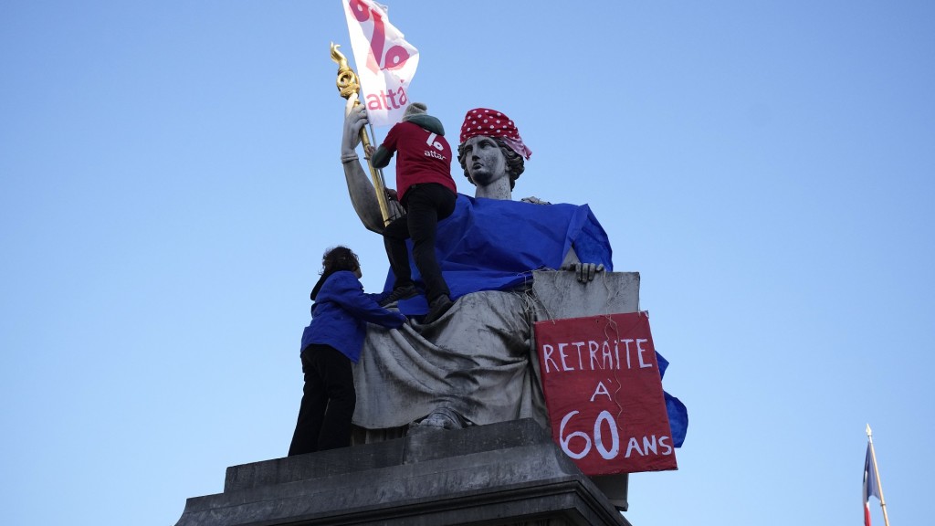 Proteste gegen die Rentenreform vor der Nationalversammlung in Frankreich