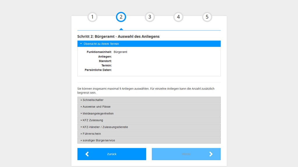 Screenshot Online-Terminportal Stadt Saarbrücken