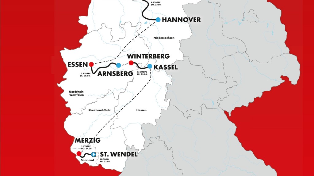 Foto: Karte: Streckenverlauf der Deutschlandtour 2023