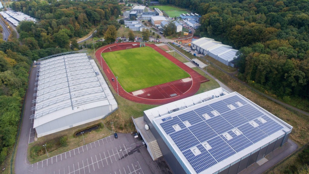 Foto: Drohnenaufnahme der Hermann-Neuberger-Sportschule in Saarbrücken