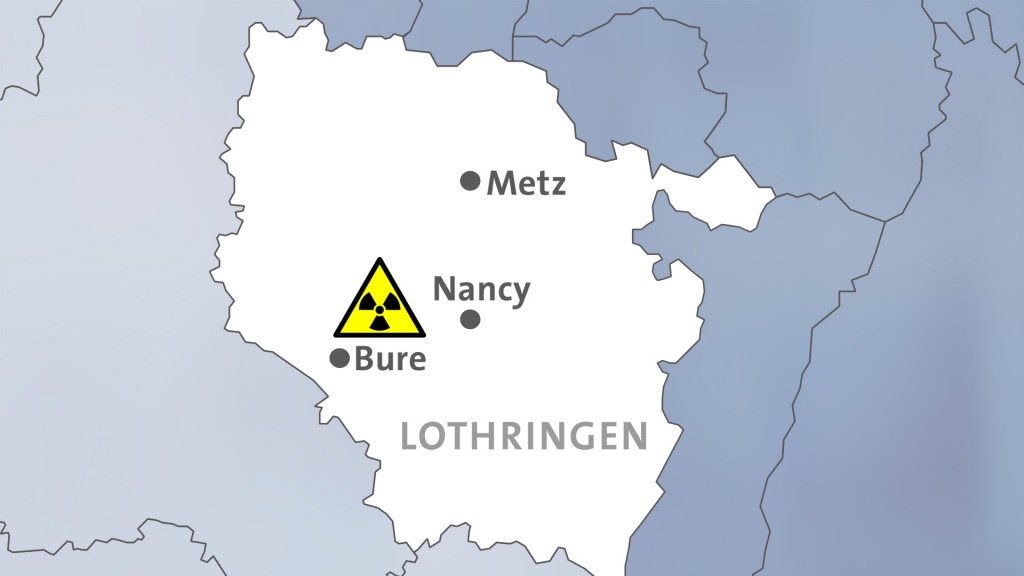 Lothringen: Karte mit dem geplanten Atomendlager in Bure