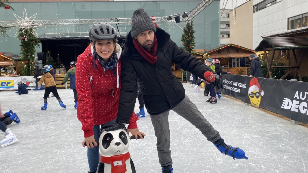 Marc-André Kruppa und Kerstin Mark beim Schlittschuhlaufen in Homburg