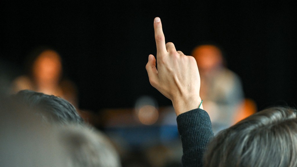 Ein Schüler meldet sich während einer Diskussion