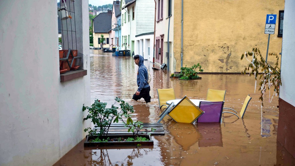 Foto: Ottweiler Altstadt bei Hochwasser an Pfingsten, 2024