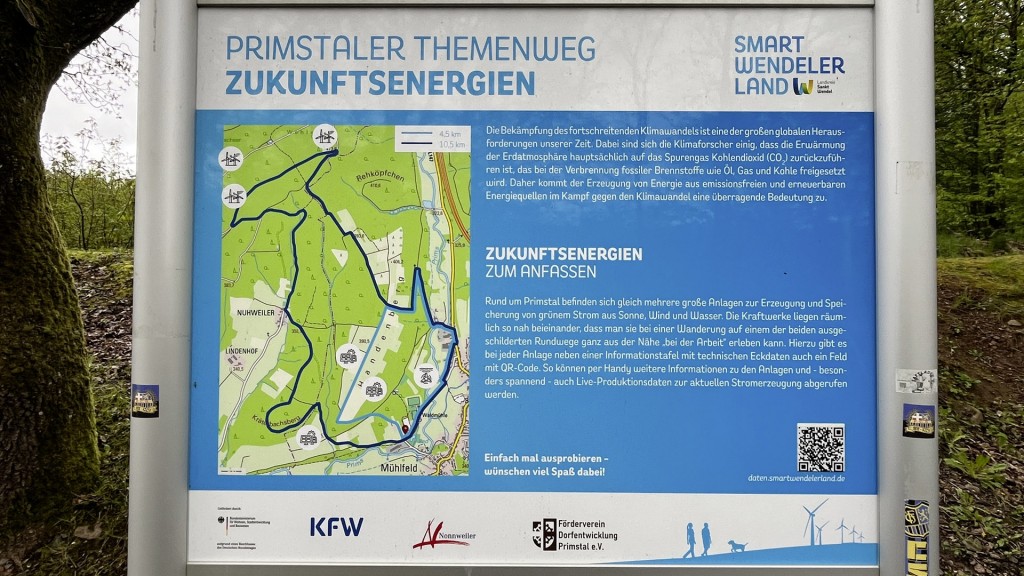 Eingangsschild zum Themenwanderweg Zukunftsenergien in Primstal