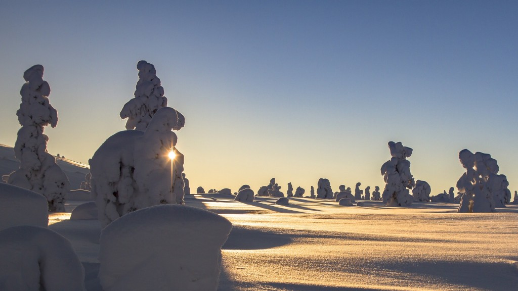 Sonnenaufgang im verschneiten Lappland