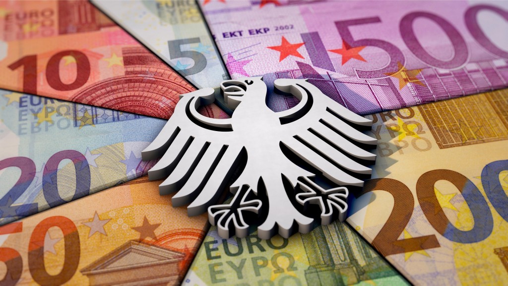 Symbolbild Bundeshaushalt. Bundesadler und Euroscheine