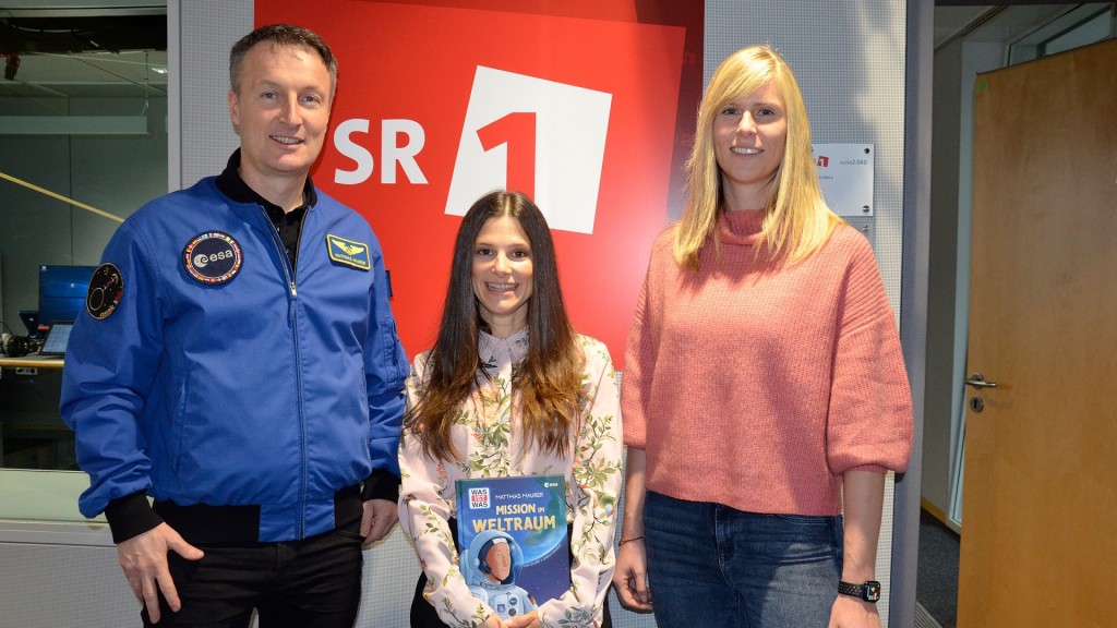  Matthias Maurer und Sarah Konrad zu Besuch im SR 1 Studio mit Jessica Ziegler