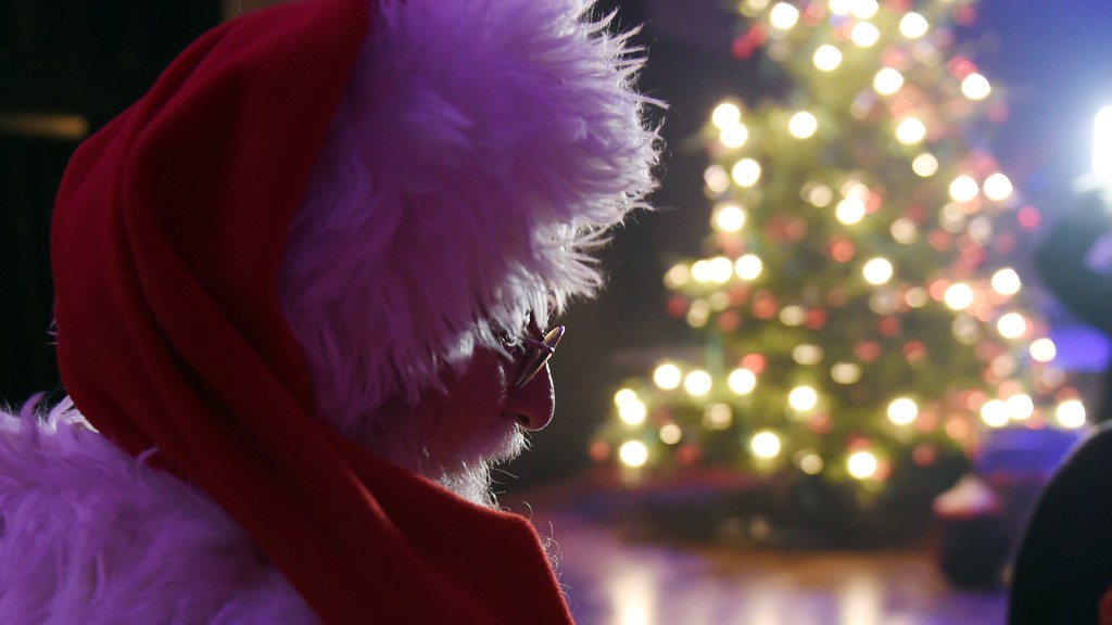 Weihnachtsmann vor Weihnachtsbaum (dpa)