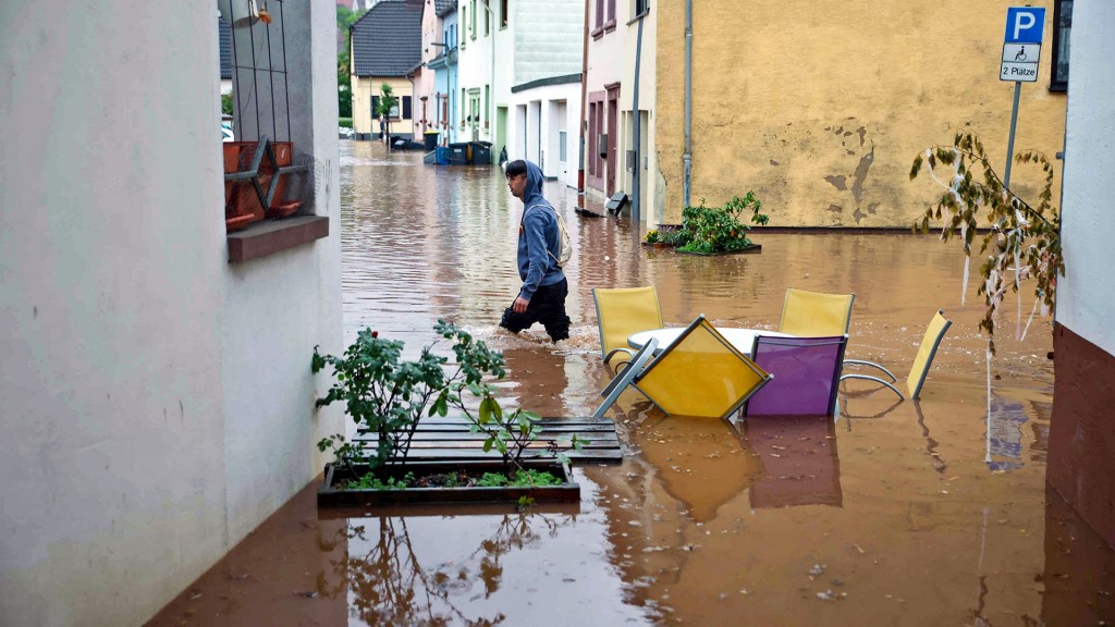 Ottweiler Altstadt bei Hochwasser an Pfingsten, 2024