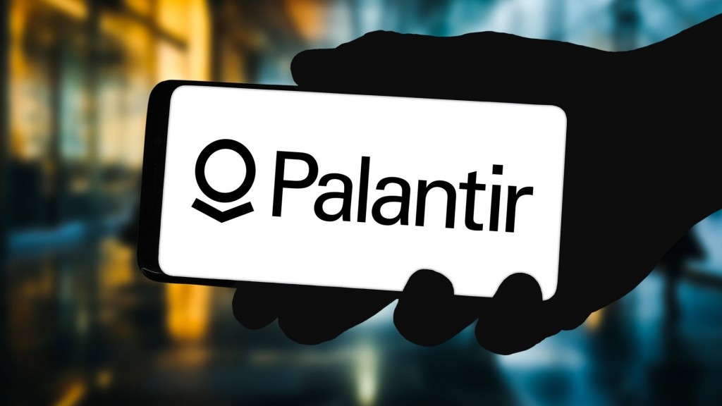 Logo der Firma Palantir auf einem Smartphone.