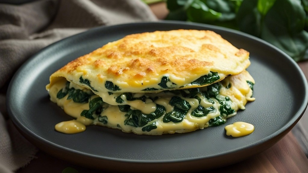 ein Omelett mit Spinat und Käse