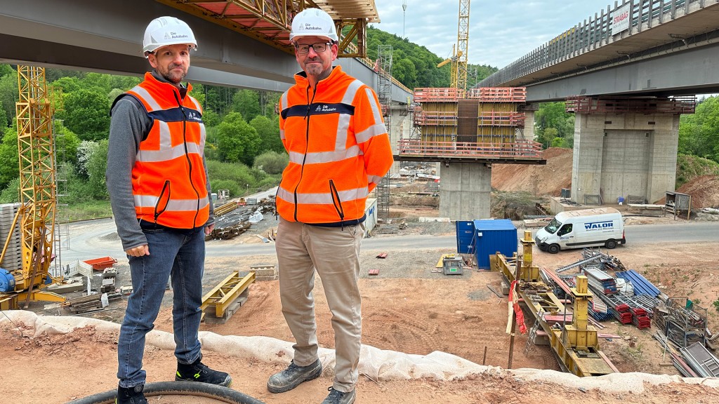 An der Baustelle der Grumbachtalbrücke