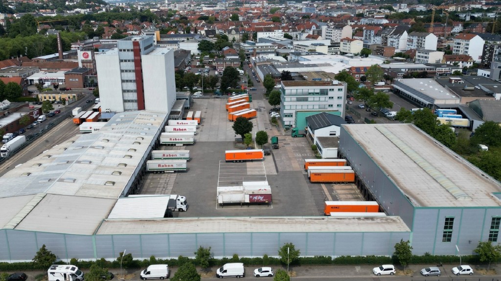 Foto: Luftaufnahme der Spedition Konz am Lyonerring in Saarbrücken