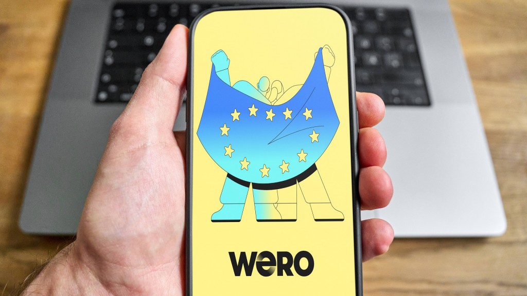 Foto: Logo des europäischen Bezahlsystems Wero auf einem Handydisplay