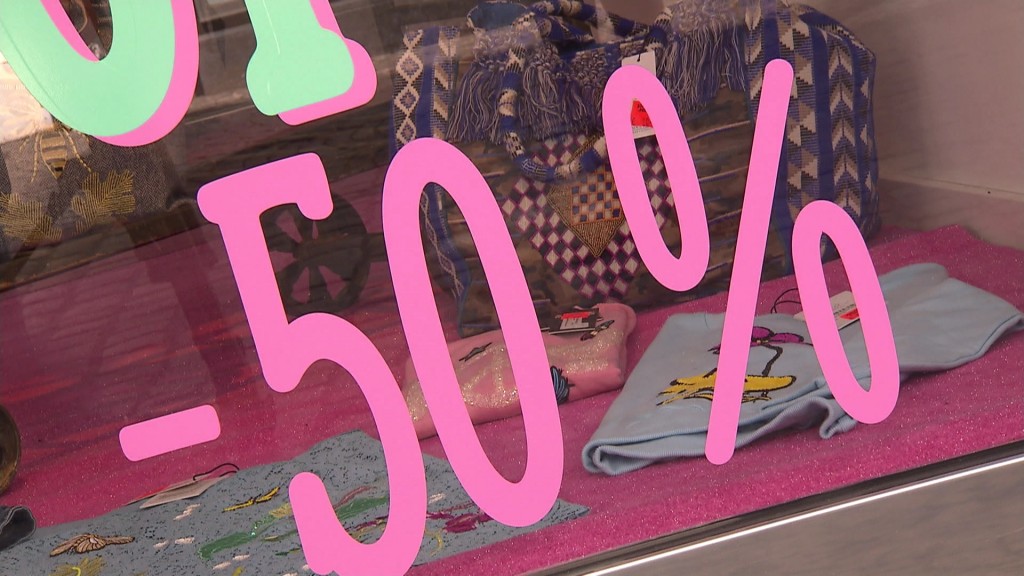 Eine Rabattanzeige in einem Schaufenster