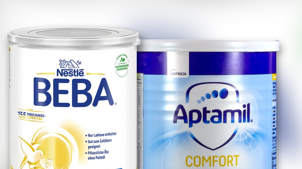Foto: Produktabbildung: Nestlé Beba und Danone Aptamil. Fotomontage