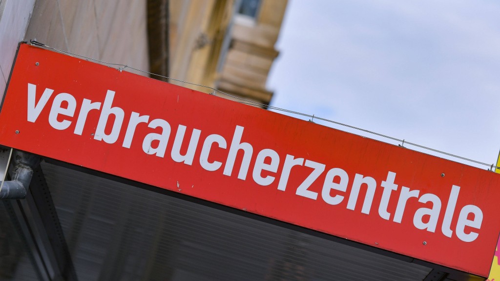 Verbraucherzentrale, Logo auf einem Schild