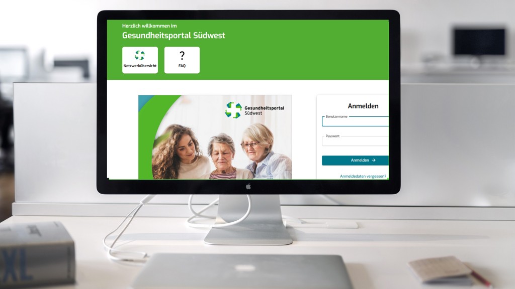 Gesundheitsportal Südwest. Screenshot auf einem Monitor