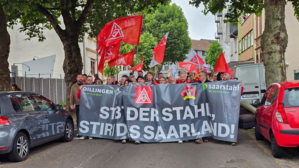 Demonstration Stahlarbeiter Völklingen 