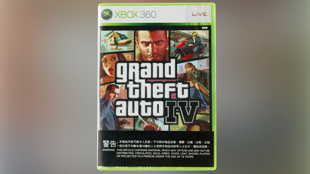 Cover-Verpackung des Spiels „Grand Theft Auto IV“ 