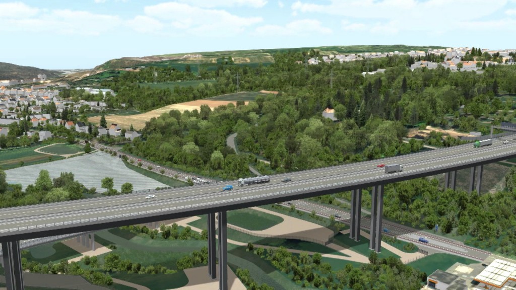 Visualisierung der neuen Fechinger Talbrücke.