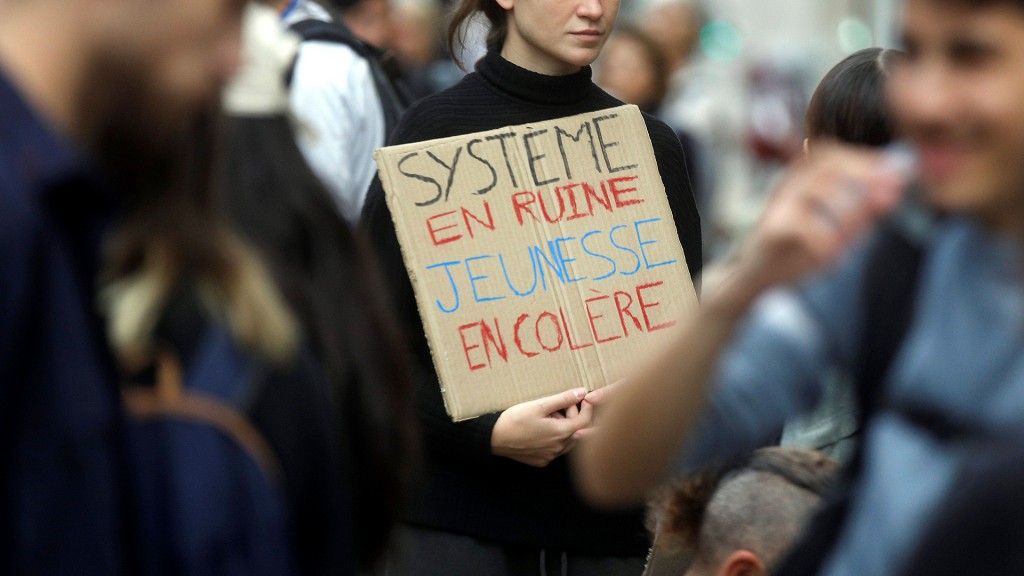 Die Schülerproteste in Frankreich gegen die Zustände in den Schulen (Bild aus der Stadt Nizza im Südosten Frankreichs)